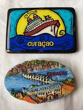 Curaçao Caribbean Souvenir Refrigerator Wood Magnet Lot set of 2 souvenirs picture