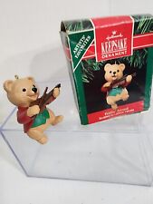 Hallmark 1991 FIDDLIN' AROUND Christmas Ornament Bear with Fiddle Signed picture
