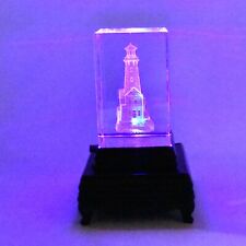 3D Crystal Lighthouse Lighted LED base multi color glass paperweight picture