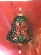 HTF NOS Herrschners Christmas Bells Ornament Kit -  Green Red Sequins Makes 4 picture