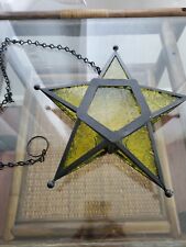 Vintage HANGING Art Deco Tealight MORAVIAN STAR HOLDER Stained  Glass LAMP picture