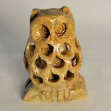 Vintage Asian Soapstone Owl Hand Carved Figurine 2