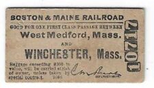 Boston & Maine RR Ticket, 1st Class from West Medford, MA to Winchester, MA A2 picture