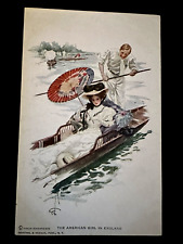 Antique~Postcard~ The American Girl in England ~Artist Harrison Fisher~k555 picture