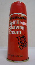 VINTAGE 1970's GILLETTE SELF HEATING SHAVING CREAM THE HOT ONE CAN DRUG STORE picture