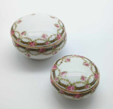 Limoges Vignaud Brothers Set of 2 Nesting Trinket Boxes Made In France Vintage picture