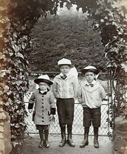 Victorian CDV Photo Boys Children Fashion Garden Arbor Archway Hedge 1880s-90s picture