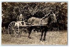 c1910's Horse Harness Racing Scene Field RPPC Photo Unposted Antique Postcard picture