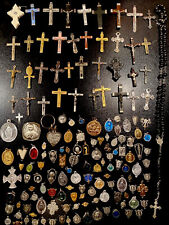 Rare Pretty Lot Religious Medals & Rosary French Antique 2 picture