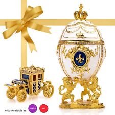 Russian Imperial White Faberge Egg Replica : Extra Large 6.6