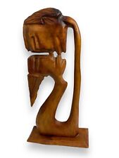 Carved Wood Abstract Kissing Couple Ethnic Wooden Sculpture 15” Erotic Figural picture