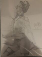 SEXY ORIGINAL ART SKETCH PIRATE QUEEN MEDEIVAL LADY DEATH SHI WARRIOR picture