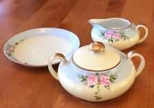 Antique Z S & Co Bavarian Sugar Bowl, Creamer, Saucer -Hand Painted, Signed picture