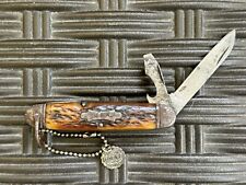 WWII WW2 USA Army USMC Camillus 4pc Bone Handle Utility Pocket Knife w/FL Charm picture
