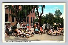 Sebring FL-Florida, Kenilworth Lodge Sun Deck, Antique Vintage Postcard picture