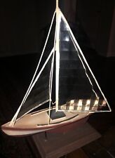 Vintage Wooden Sailboat with Glass Design Sails Made In Philippines picture