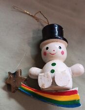 Vintage Wooden Snowman Christmas Ornament picture