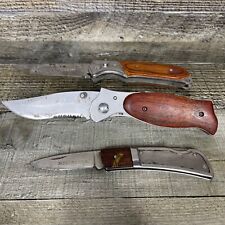 Pocket Knife Lot Wooden Handle Winchester Folding Knives picture