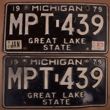 1979 Michigan License Plate MPT-439 Great Lake State Set Pair picture