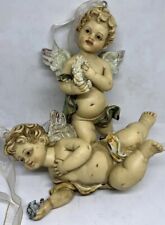 Three Hanging Cherub Angels Putti Figures Ornaments Decor Cast Resin Italy picture