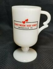  Honeymoon Hide Away Kresgeville PA Milk Glass Mug 1970's Cup Poconos picture