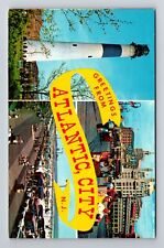 Atlantic City NJ-New Jersey, Scenic Banner Greetings, Vintage Postcard picture