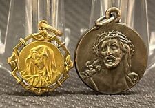 FRANCE 1920´ Antique lot 2 Jesus Christ Signed M F & Virgin Mary Lovely Pendants picture