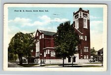South Bend Indiana, FIRST M.E. CHURCH, Religion, c1919 Vintage Postcard picture
