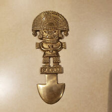 vintage brass Peruvian Tumi dagger wall hanging decor 11 inches tall picture