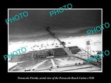 OLD LARGE HISTORIC PHOTO OF PENSACOLA FLORIDA AERIAL VIEW BEACH CASINO c1940 picture