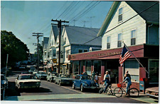 Postcard Chrome Main Street Vineyard Haven, MA Martha's Vineyard Post Office Car picture