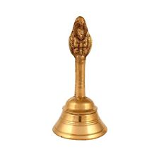 Brass Pooja Hand Bell with Garun Sitting On Top Garuda Ganti picture