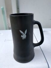 Playboy Stein Mug Tankard Matte Black Glass Barware Bunny Logo on both Sides picture