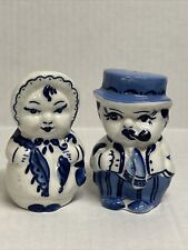 Vintage BLUE DUTCH Polish Man & Woman SALT AND PEPPER SHAKERS picture