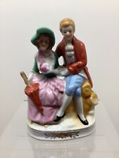 Vintage Occupied Japan Courting Couple porcelain figurine red green EUC picture