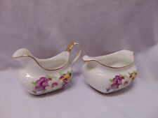 (2) vintage SAJI China Sugar Bowl & Creamer Occupied Japan purple flower design picture