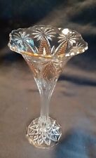 Uniq Antiq Early APGV American Pressed Glass Trumpet Vase W Diamonds &Starbusts. picture