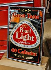 Rare PEARL LIGHT Lager Beer Sign Mirror. Perfect For Man Cave Or Garage. Deal picture