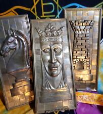 Brass Wall Plaque Art King, Knight, Rook 3pc Set 14in picture