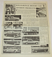 VTG 1964 ROLLS ROYCE PRODUCTS ADVERTISING SHEET CARS/CIVIL,MILITARY,AIR ENGINES picture