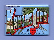 KANSAS CITY MISSOURI *2X3 FRIDGE MAGNET* LARGE LETTER POSTCARD VINTAGE HEARTLAND picture