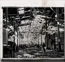 1956 Press Photo Debris in pier shed after fire in Brooklyn, New York picture