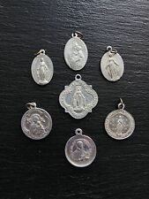 Antique French Aluminum Catholic Medals Lot, Catholic Jewelry Vintage Religious picture