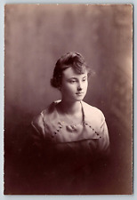 Original Old Vintage Antique Postcard Studio Photo Beautiful Lady Girl Dress picture