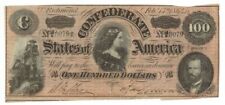 Confederate $100 Note - 1864 dated Confederate Paper Money - VF-Small Paper Clip picture