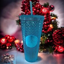 NEW Starbucks Summer 2023 Blue Chrome Teal Studded 24oz Venti Cold Cup Tumbler picture