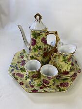 Floral Mini 10 pc. Tea Set Pink Roses Formalities By Baum Bros.  Gold Trim picture