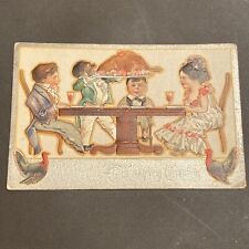 A Good Old Time Thanksgiving Greeting VTG Embossed Feast African American1900 picture