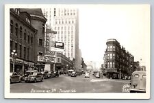 Early c1940s RPPC Broadway at 9th Old Cars Ads TACOMA Washington VTG Postcard picture