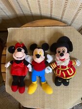 Vintage 1990s Plush 10 Inch Tall Set Of 3 Mickey Mouse And Minnie Mouse picture